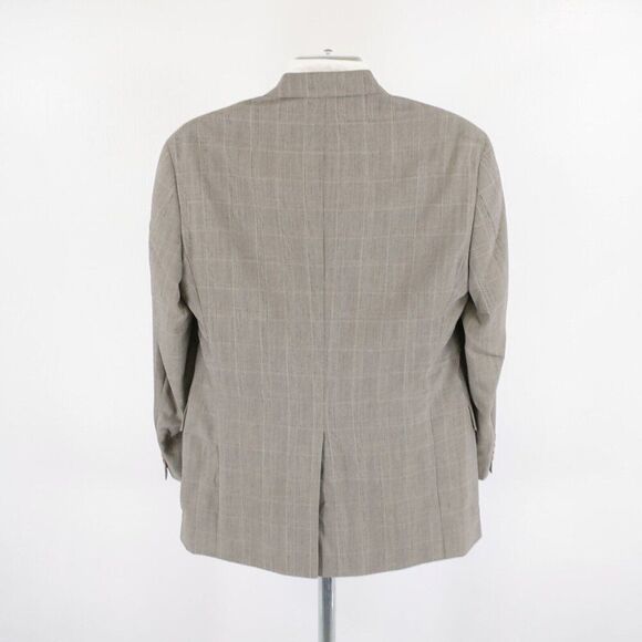Tommy Hilfiger Worsted Wool Tan Plaid W/ Blue Windowpane 40R 2 Button Sport Coat - Picture 6 of 13